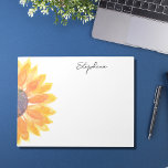 Personalized Watercolor Sunflower Notepad<br><div class="desc">This floral personalized notepad is decorated with a yellow watercolor sunflower. 
Easily customizable. 
Use the Design Tool to change the text size,  style,  or color. 
As we create our artwork you won't find this exact image from other designers. Original Watercolor © Michele Davies.</div>
