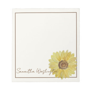Personalized Watercolor Sunflower Notepad