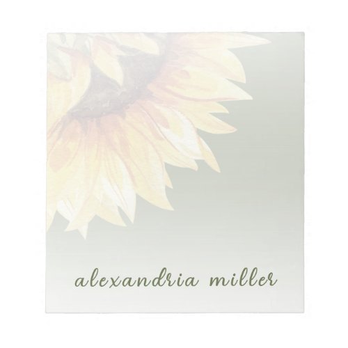 Personalized Watercolor Sunflower Notepad for Her
