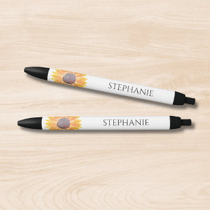 Personalized Watercolor Sunflower Pen