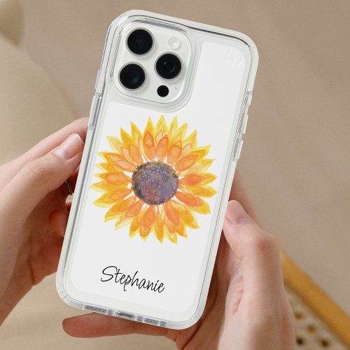 Personalized Watercolor Sunflower iPhone 15 Pro Max Case