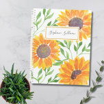 Personalized Watercolor Sunflowers Greenery  Planner<br><div class="desc">This floral planner is decorated with yellow watercolor sunflowers and green foliage. Customize it with your name or monogram. To edit further use the Design Tool to change the font, font size, or color. Because we create our artwork you won't find this exact image from other designers. Original Watercolor ©...</div>