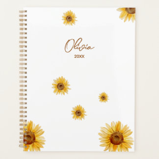 Personalized Watercolor Sunflowers Planner