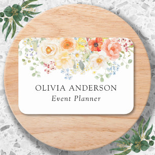 Personalized Watercolor Sunny Flowers Floral Name Tag