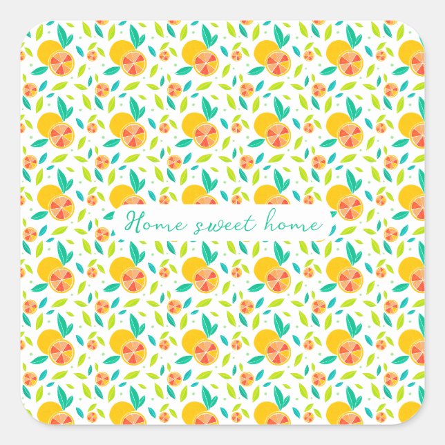 Personalized Watercolor Sweet Oranges Pattern Square Sticker (Front)