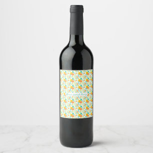 Personalized Watercolor Sweet Oranges Pattern Wine Label