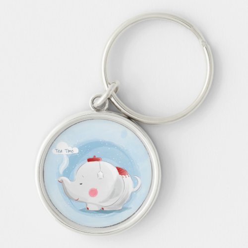 Personalized Watercolor Teacup Elephant Keychain