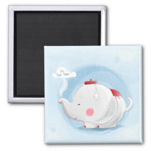 Personalized Watercolor Teacup Elephant Magnet