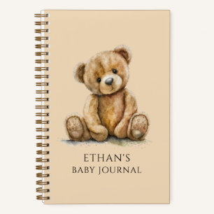 Personalized Watercolor Teddy Bear Baby Journal