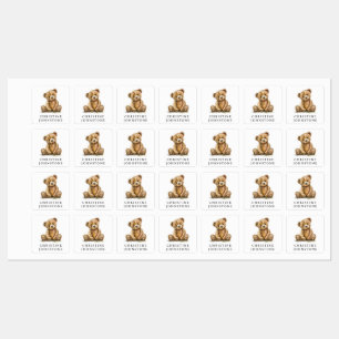 Personalized Watercolor Teddy Bear Kids Kids' Labels