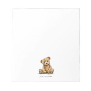 Personalized Watercolor Teddy Bear Kids Notepad