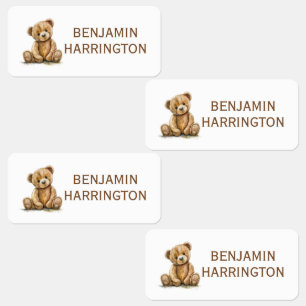 Personalized Watercolor Teddy Bear Labels