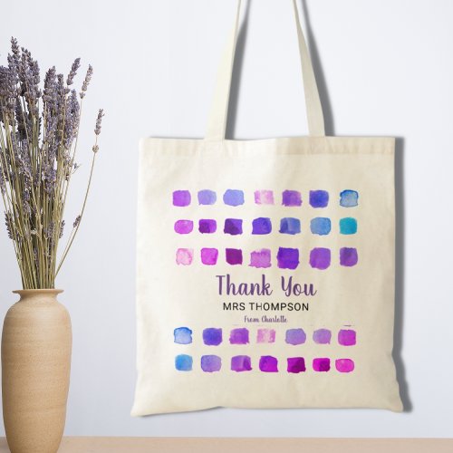 Personalized Watercolor Thank You Teacher Tote Bag