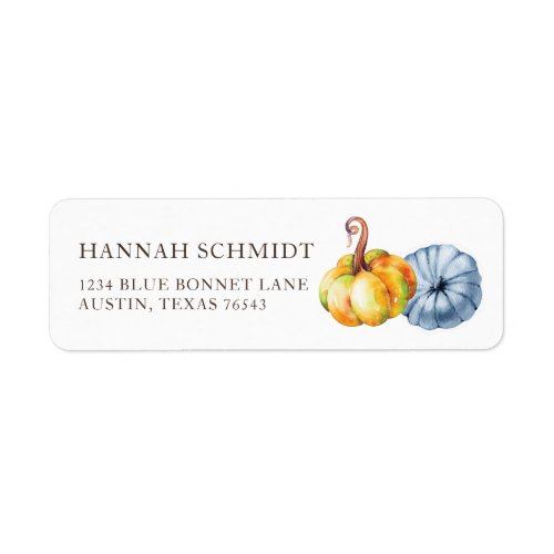 Personalized watercolor Thanksgiving pumpkin Label