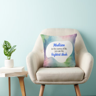 Personalized watercolor throw pillow, special gift throw pillow