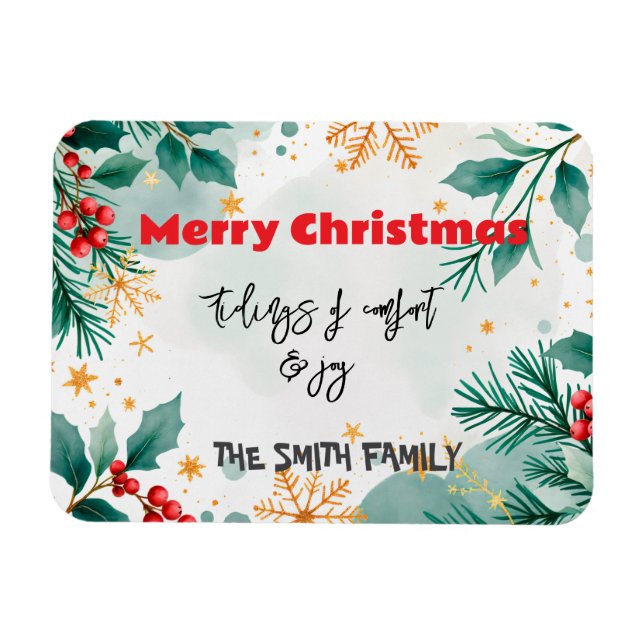 Personalized Watercolor Tidings of Comfort & Joy  Magnet (Horizontal)
