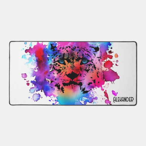 Personalized Watercolor Tiger Head Desk Mat