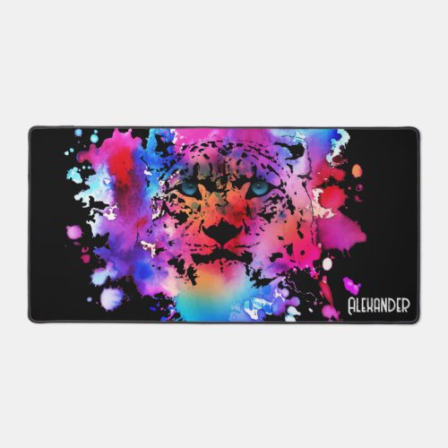 Personalized Watercolor Tiger Head Desk Mat