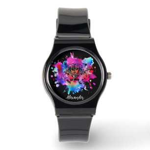Personalized Watercolor Tiger Head Watch