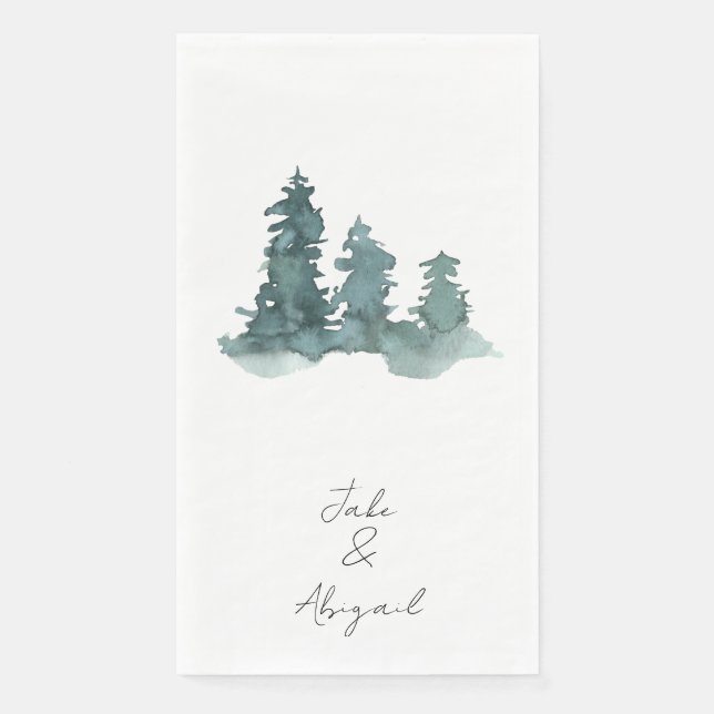 Personalized Watercolor Trees Paper Guest Towels (Front)
