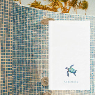 Personalized Watercolor Tropical Sea Turtle Paper Guest Towels