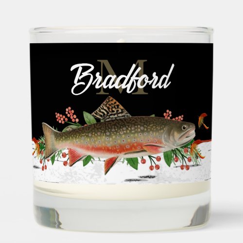 Personalized Watercolor Trout Fly Fishing Scented Candle