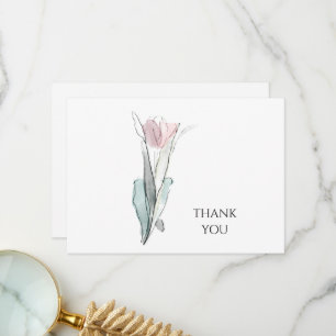 Personalized Watercolor Tulip Simple Thank You Card