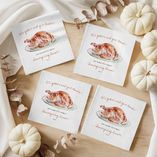 Personalized Watercolor Turkey Thanksgiving Dinner Napkins