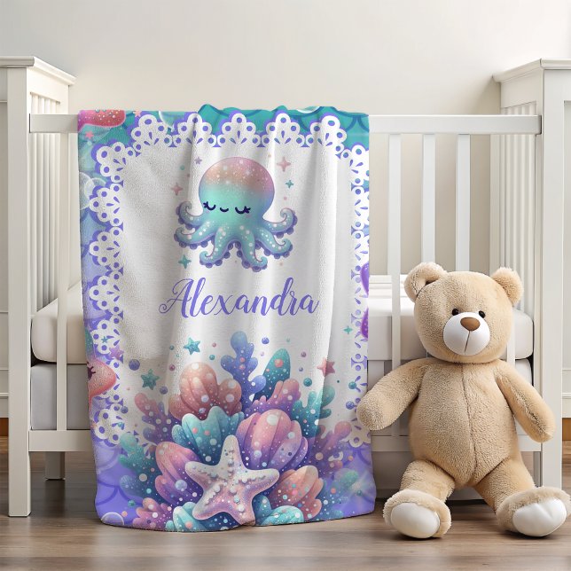 Personalized Watercolor Under the Sea  Baby Blanket (Creator Uploaded)