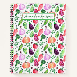 Personalized Watercolor Vegetable Garden Recipe Notebook