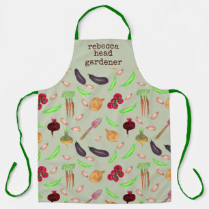 Personalized Watercolor Vegetable Pattern Apron