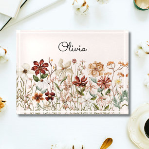 Personalized Watercolor Vintage Wildflower Floral Paperweight