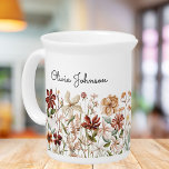 Personalized Watercolor Vintage Wildflower Meadow Beverage Pitcher<br><div class="desc">Bring a touch of natural beauty into your space with our Personalized Watercolor Vintage Wildflower Meadow beverage pitcher Featuring a watercolor autumn flower garden illustration in elegant boho style. Personalized it with your name for unique touch. Suitable as gift for nature and flower lovers.</div>