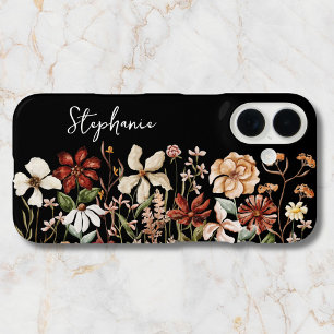 Personalized Watercolor Vintage Wildflower Meadow iPhone 16 Case