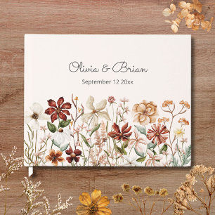 Personalized Watercolor Vintage Wildflower Meadow Guest Book