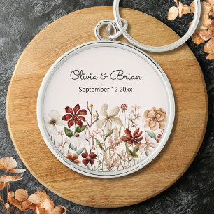 Personalized Watercolor Vintage Wildflower Meadow Keychain