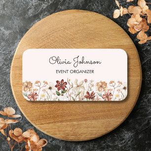 Personalized Watercolor Vintage Wildflower Meadow Name Tag