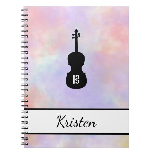 Personalized Watercolor Viola Alto Clef Medium Notebook