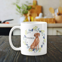 Personalized Watercolor Vizsla  Spring Wreath