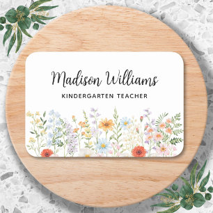 Personalized Watercolor Wild Flower Floral Elegant Name Tag