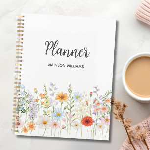 Personalized Watercolor Wild Flower Floral Elegant Planner