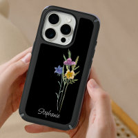 Personalized Watercolor Wildflower Black