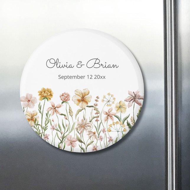 Personalized Watercolor Wildflower Meadow Floral Magnet (In situ)