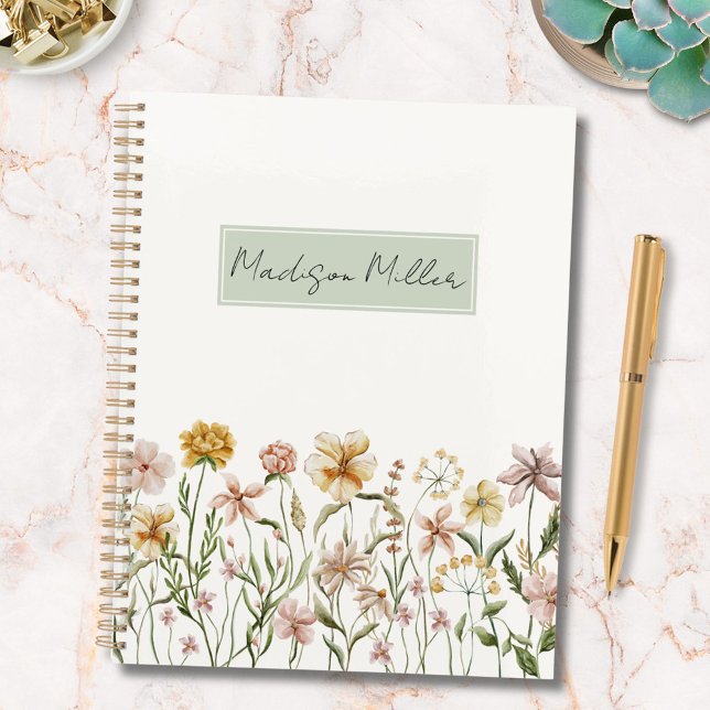 Personalized Watercolor Wildflower Meadow Floral Planner (In situ)