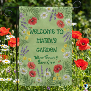 Personalized Watercolor Wildflower Meadow  Welcome Garden Flag