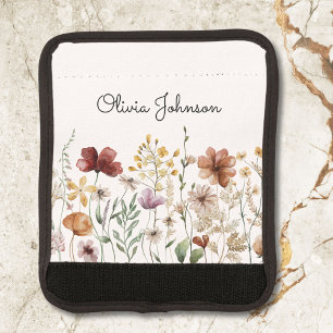 Personalized Watercolor Wildflower Pretty Floral Luggage Handle Wrap