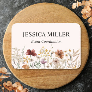 Personalized Watercolor Wildflower Pretty Floral Name Tag