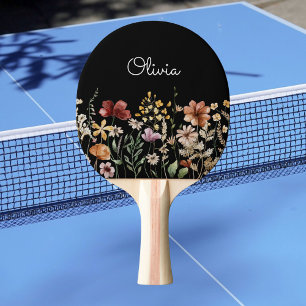 Personalized Watercolor Wildflower Pretty Floral Ping Pong Paddle
