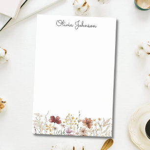 Personalized Watercolor Wildflower Pretty Floral Post-it Notes
