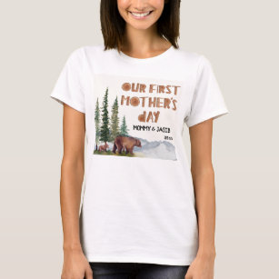 Personalized Watercolor Woodland 1st Mother's Day  T-Shirt